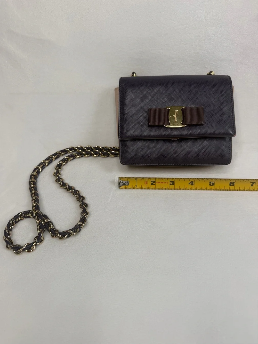 Salvatore Farragamo Leather Ginny Mini Vara Purple Crossbody Bag